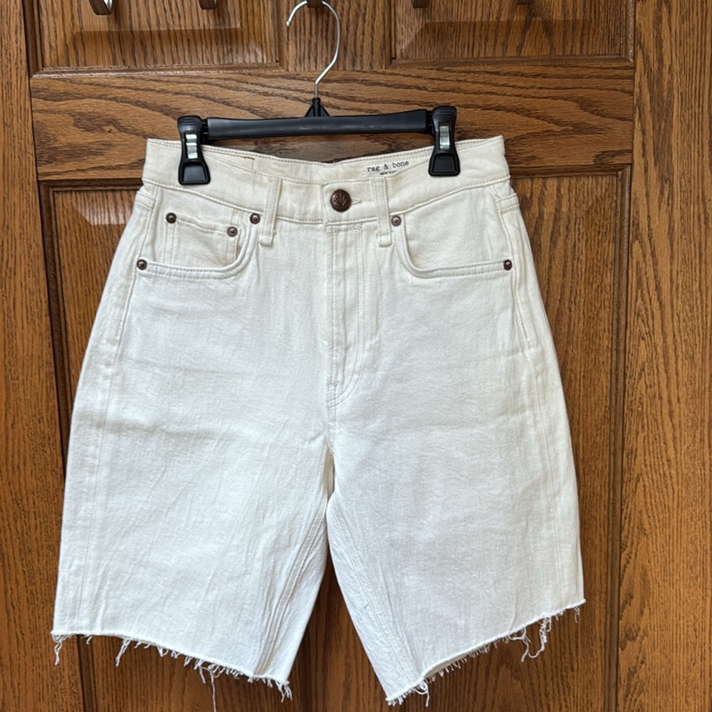 NWT Rag & Bone Cotton blend Denim Vintage style Ecru Bermuda Shorts - Picture 6 of 6